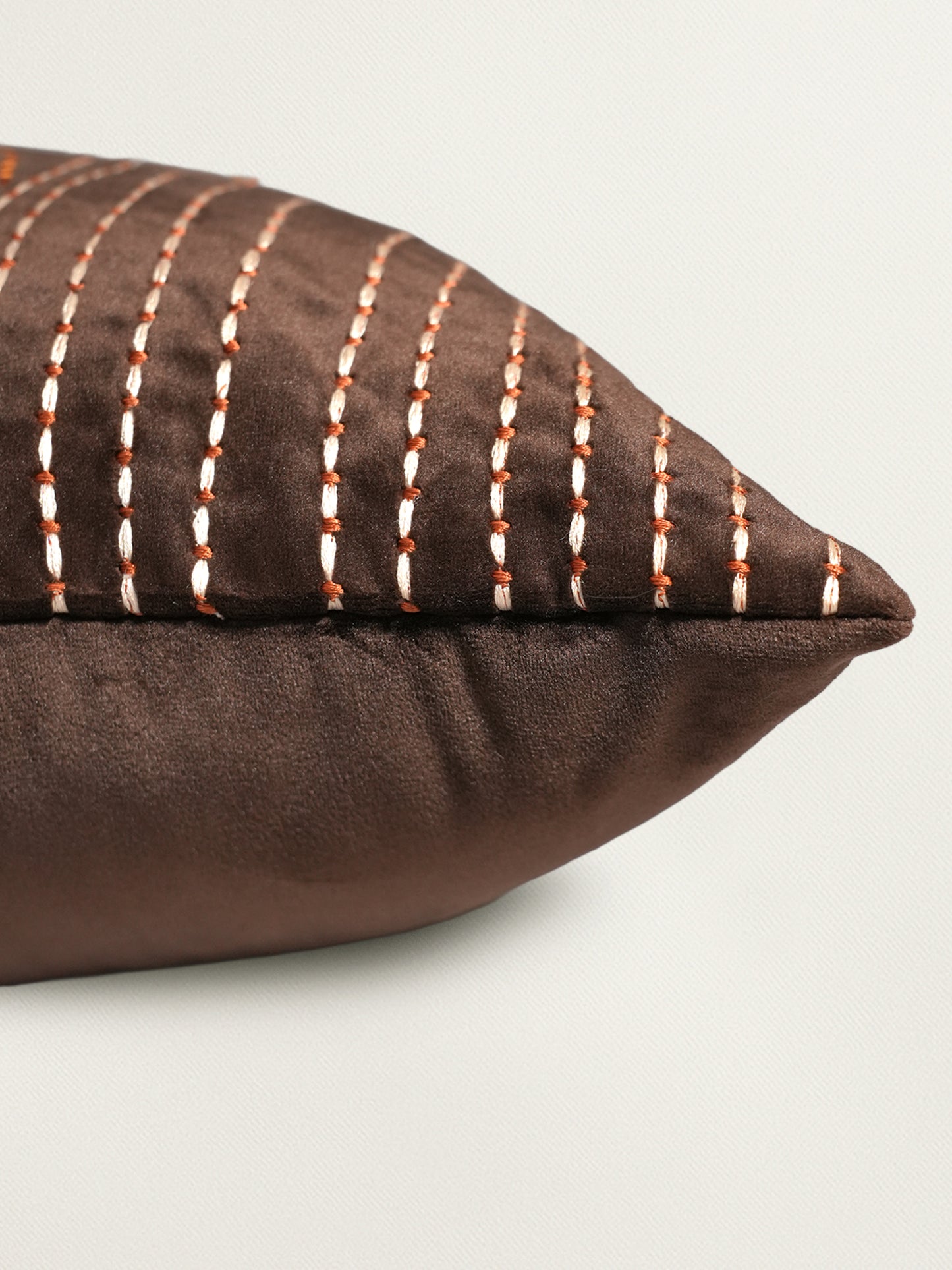 Brown Embroidered 16 x 16 inch | Square Decorative Cushion Cover