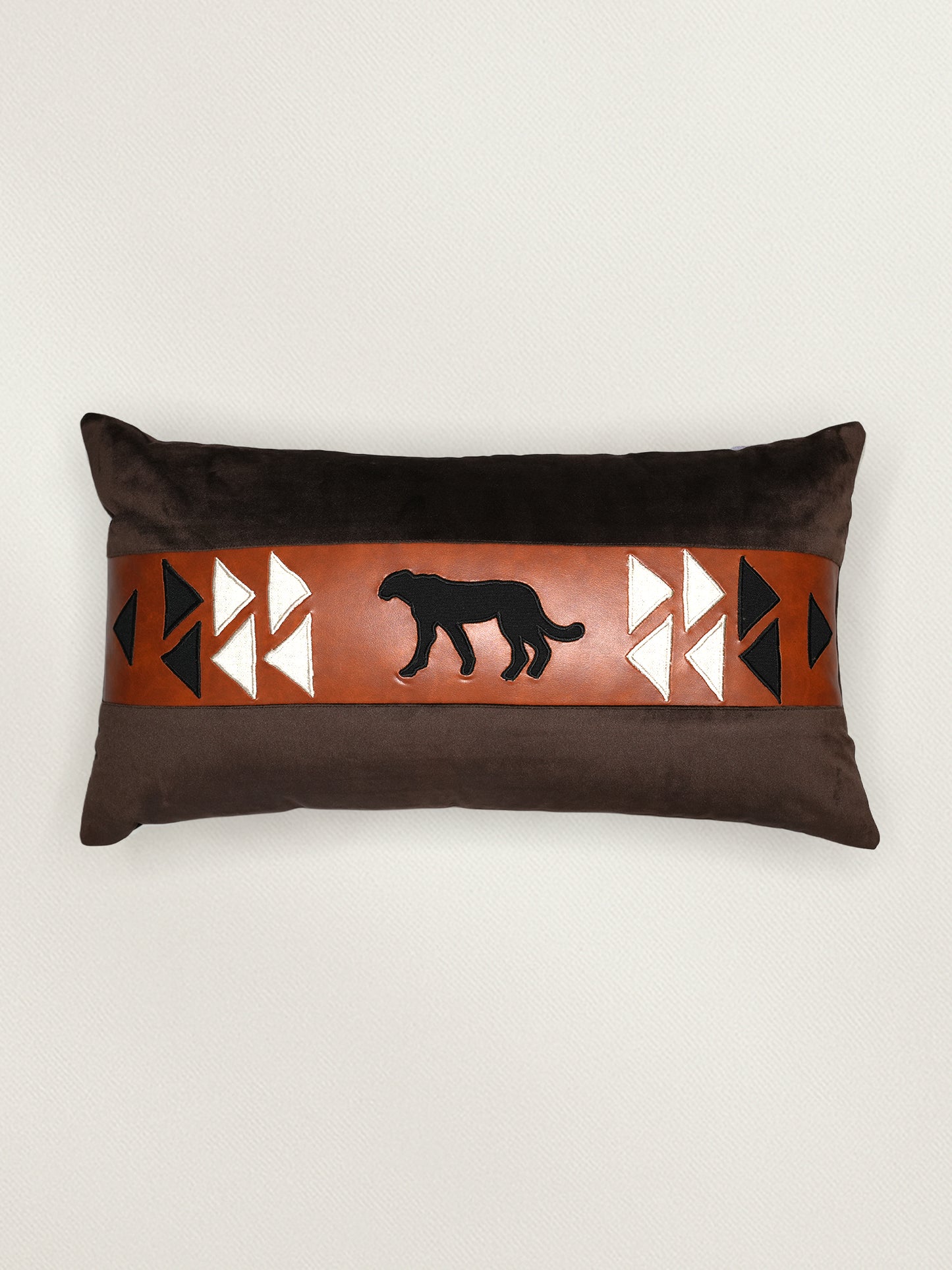 Brown Animal Applique | 12 x 22 inch Decorative Cushion Cover