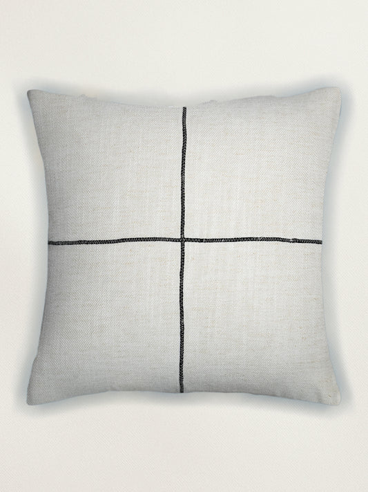 Off White Embroidered 16 x 16 inch | Square Decorative Cushion Cover