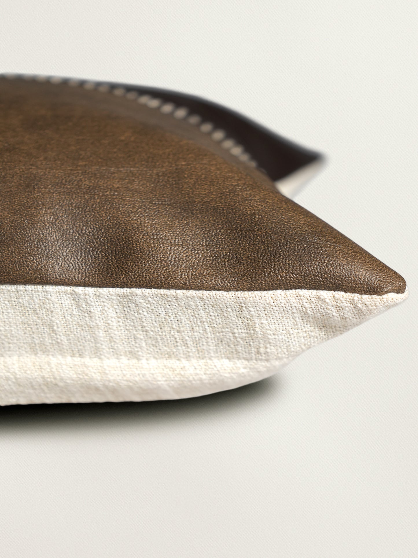 Brown Hand Embroidered | 12 x 22 inch Leather Cushion Cover