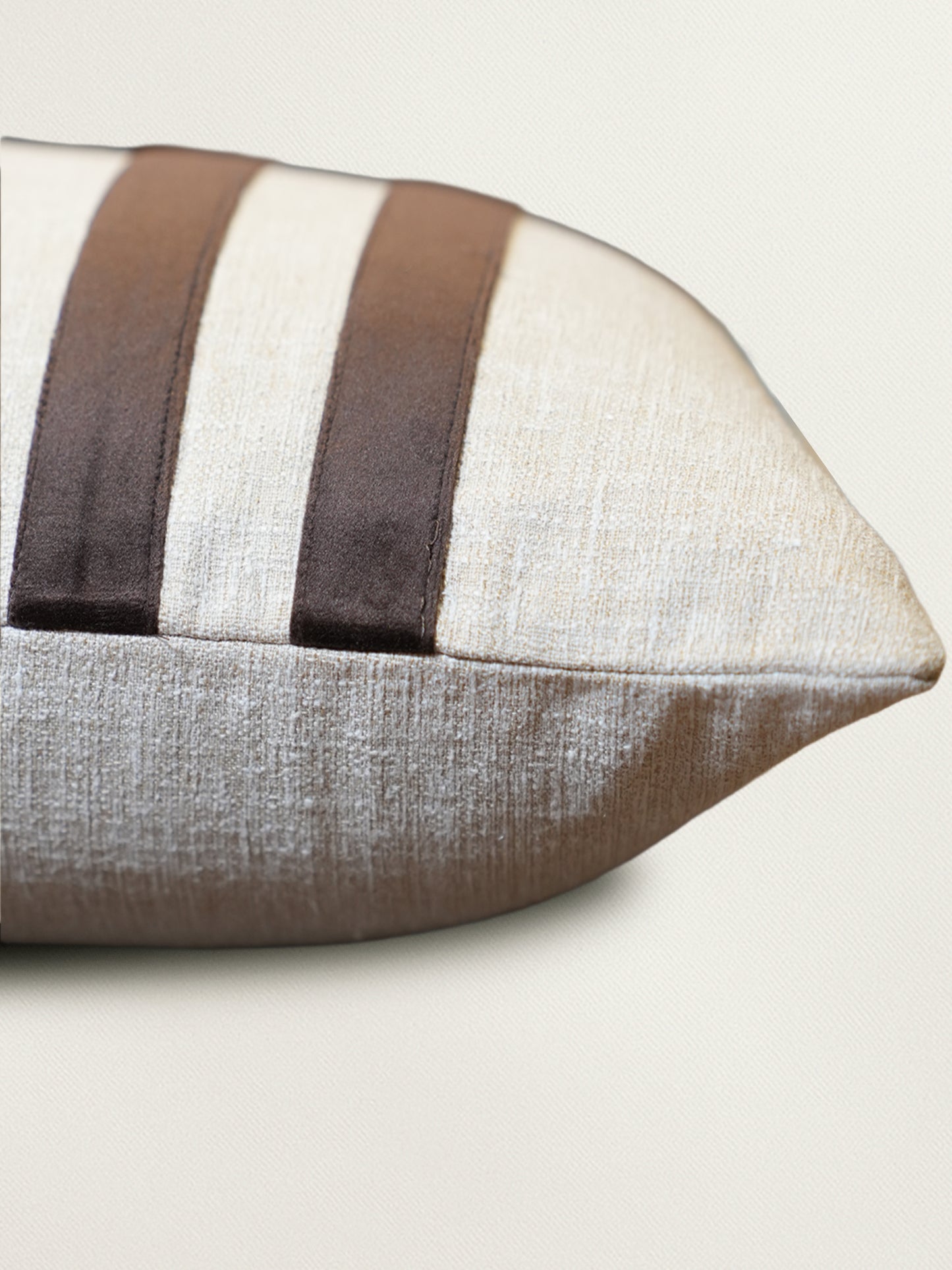 Brown & White Embroidered | 12 x 22 inch Rectangular Cushion Cover