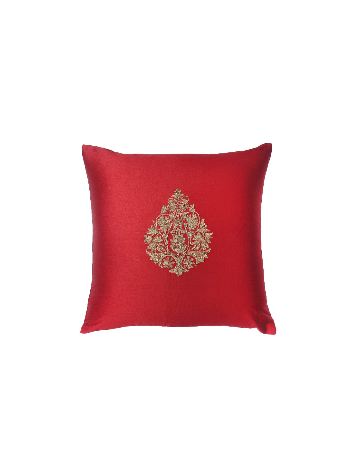 Cushion Cover for Sofa, Bed Polyester Motif Embroidery | Red - 16x16in(40x40cm) (Pack of 1)