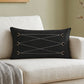 Leather Buckle Detail | 12 x 22 Black Cushion Cover
