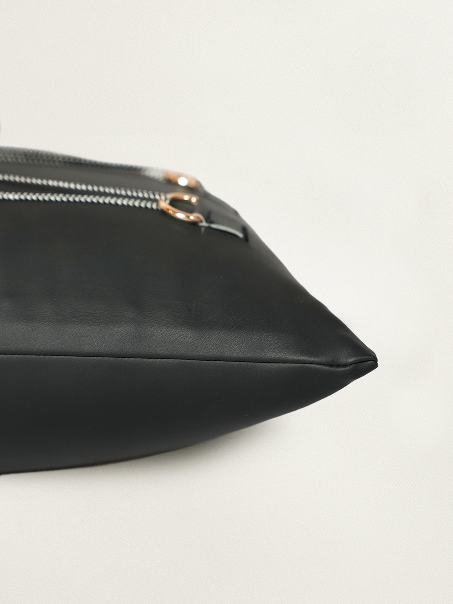 Leather Buckle Detail | 12 x 22 Black Cushion Cover
