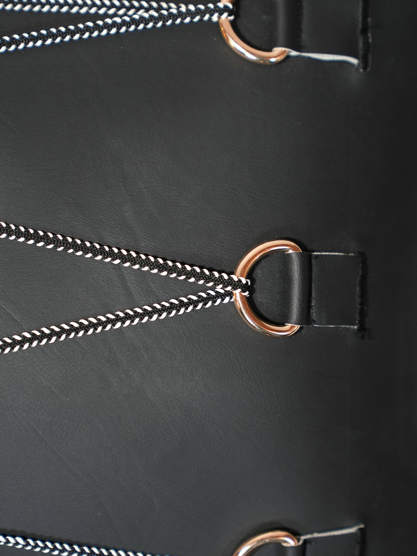 Leather Buckle Detail | 12 x 22 Black Cushion Cover