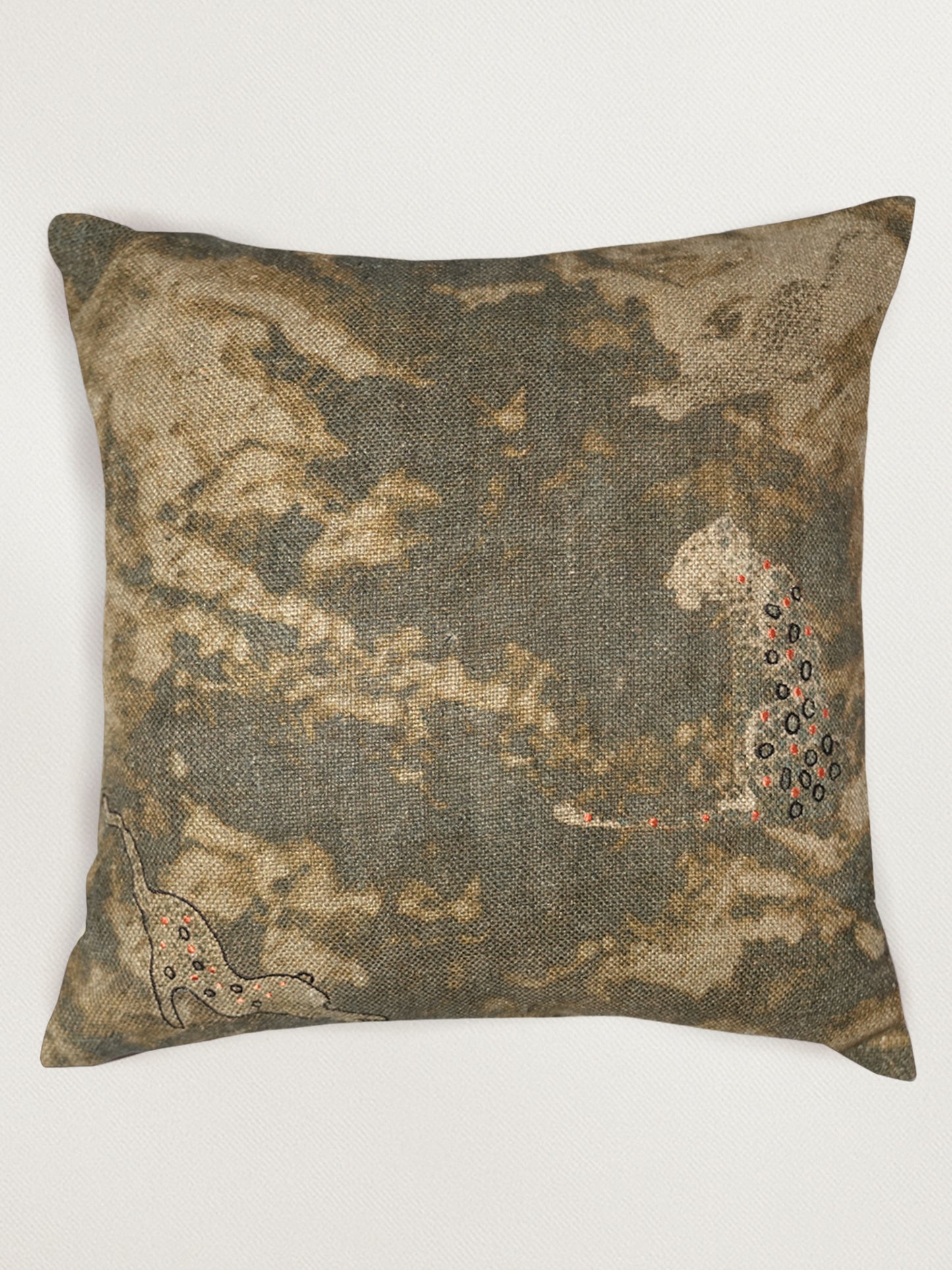 Rustic Embroidered 16 x 16 inch Linen Cushion Cover