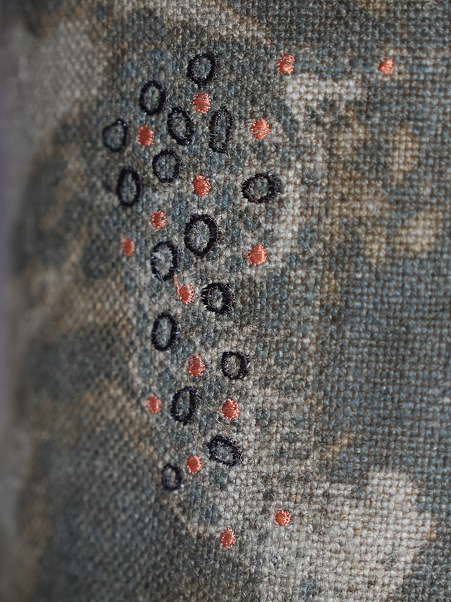 Rustic Embroidered 16 x 16 inch Linen Cushion Cover
