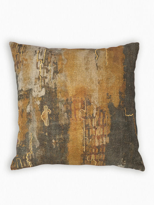 Abstract Printed & Embroidered | 16 x 16 inch Linen Cushion Cover
