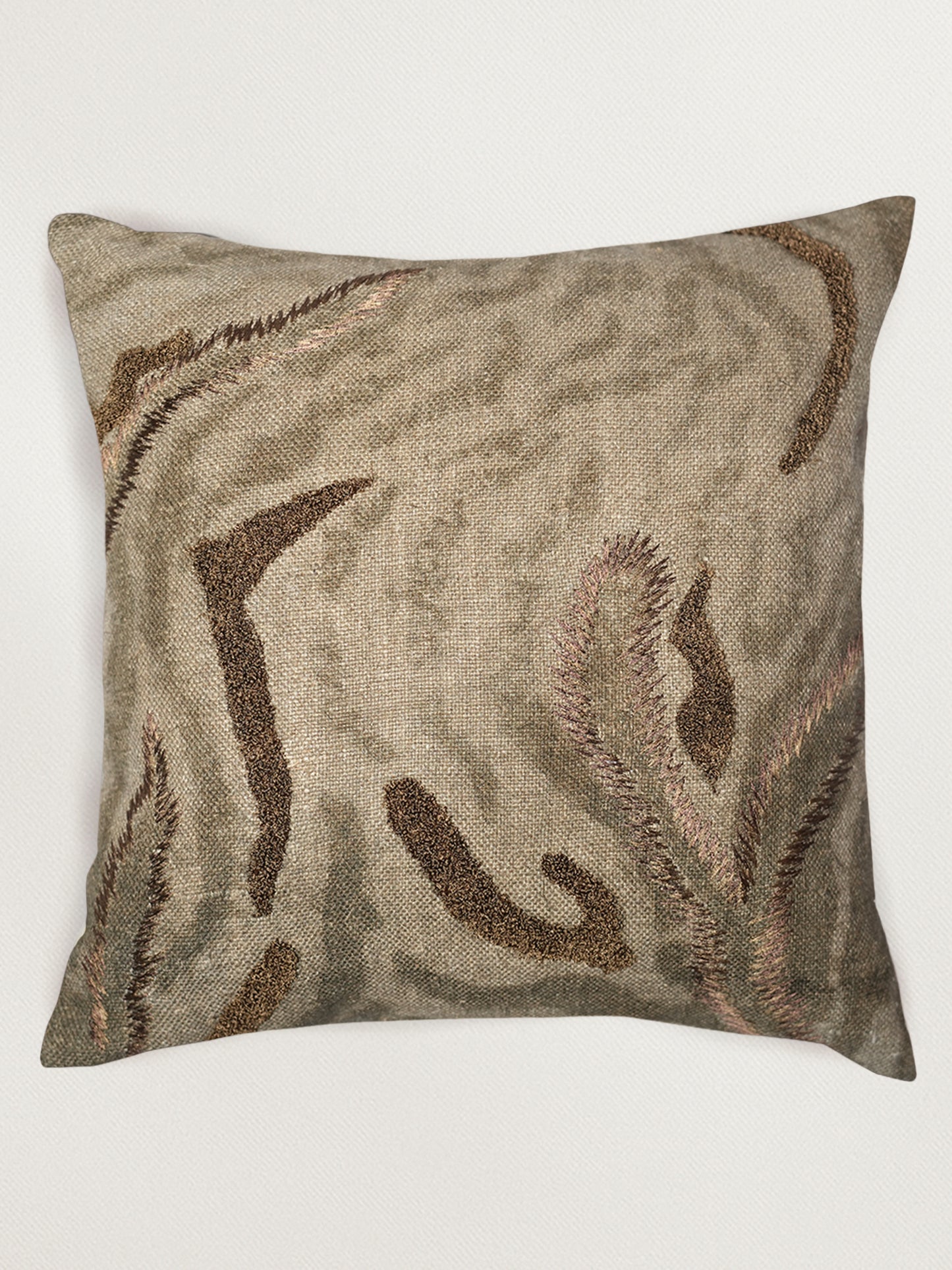 Textured Embroidered 16 x 16 inch | Linen Cushion Cover