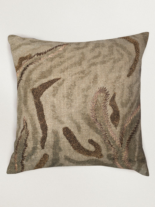 Textured Embroidered 16 x 16 inch | Linen Cushion Cover