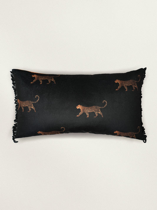 Animal Printed 12 x 22 inch | Fringe Edges | Velvet Cushion Cover