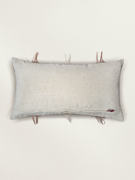 Applique Embroidered | 12 x 22 inch Linen Cushion Cover