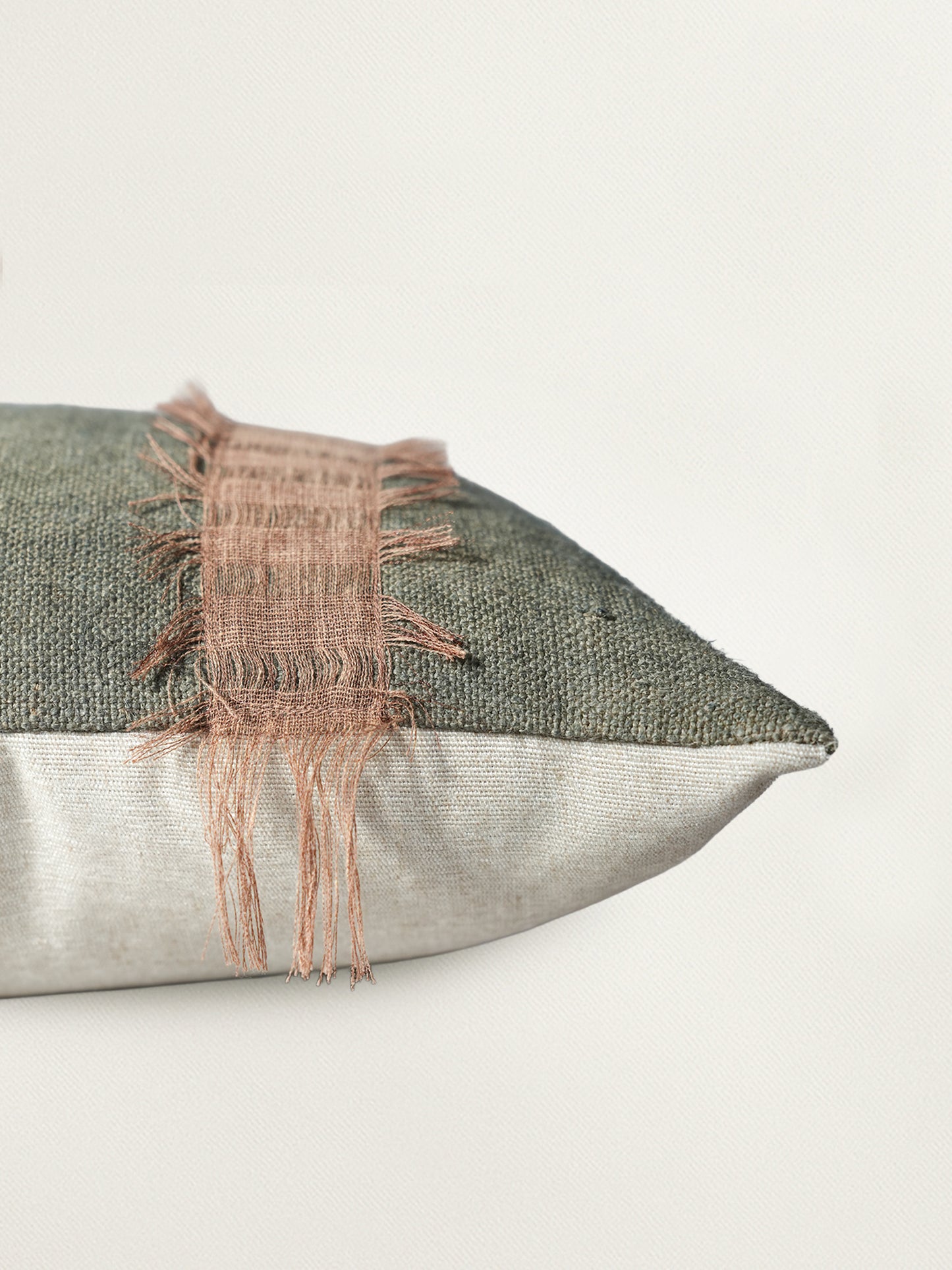 Applique Embroidered | 12 x 22 inch Linen Cushion Cover