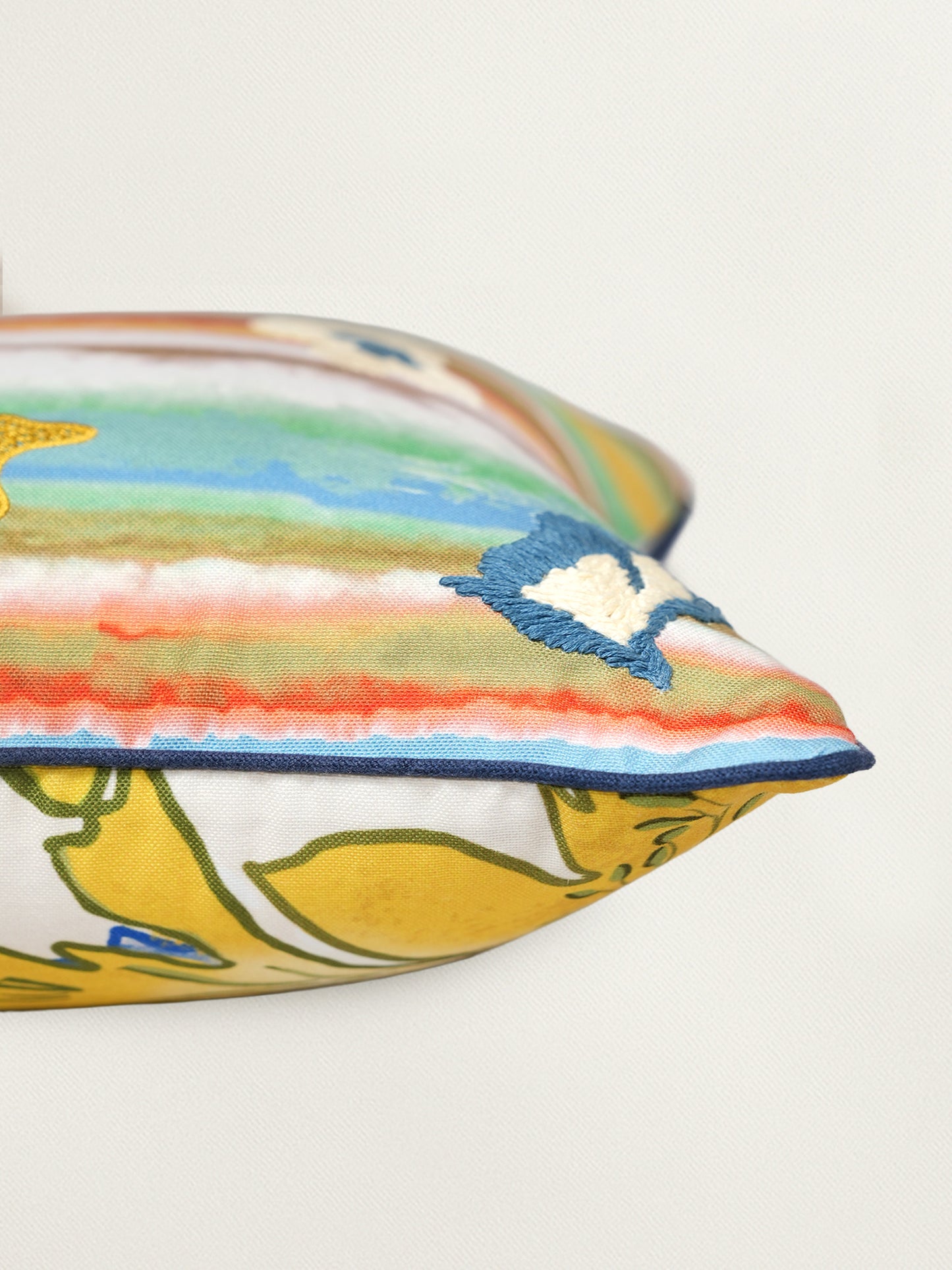 Abstract Leaf Embroidered Reversible |16 x 16 inch | Spring Summer Cushion Cover