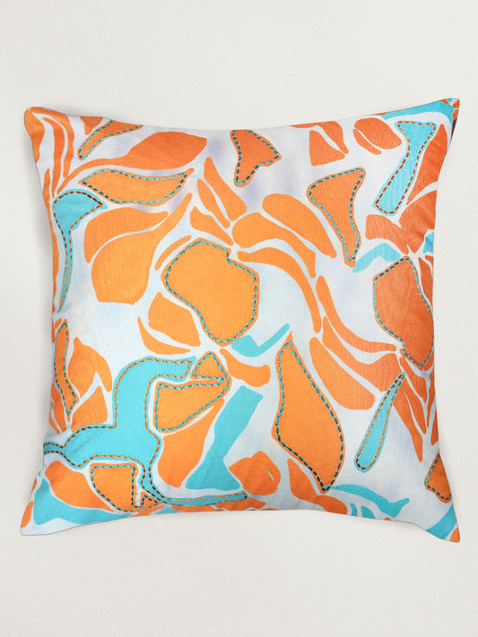 Orange & Blue Abstract Reversible | 16 x 16 inch | Spring Summer Cushion Cover