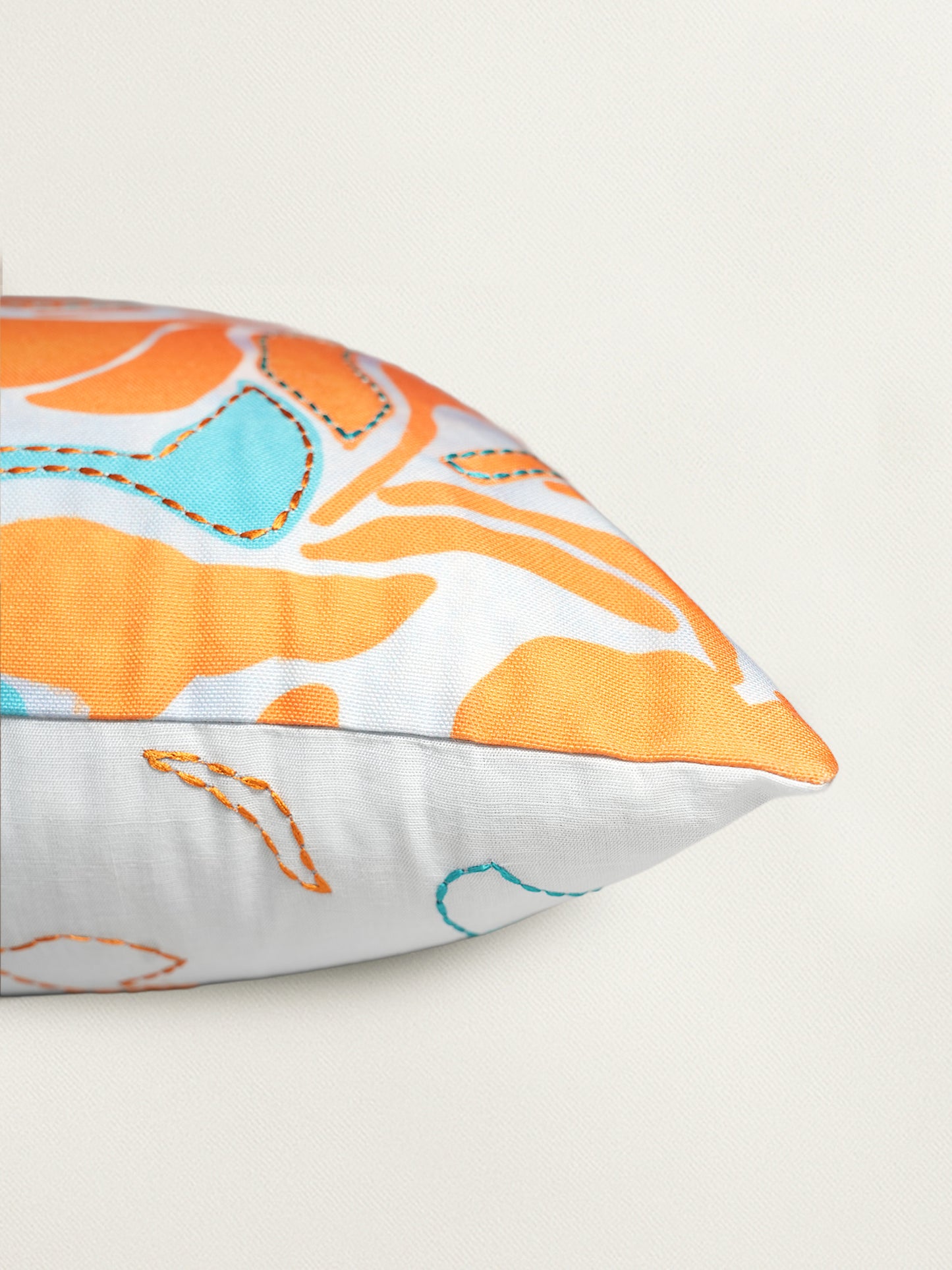 Orange & Blue Abstract Reversible | 16 x 16 inch | Spring Summer Cushion Cover