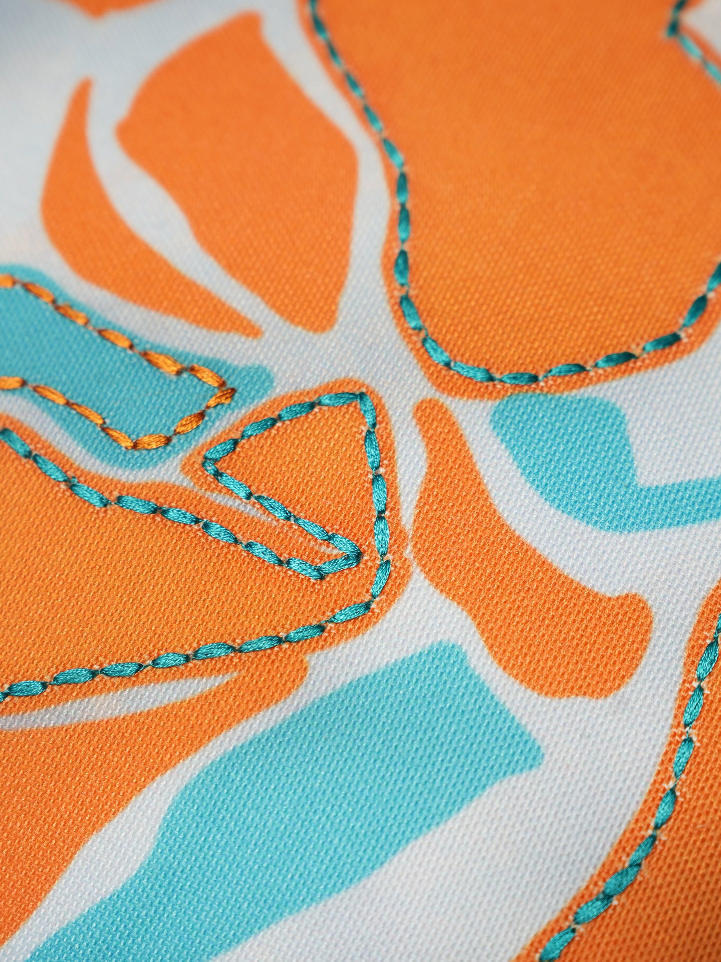 Orange & Blue Abstract Reversible | 16 x 16 inch | Spring Summer Cushion Cover