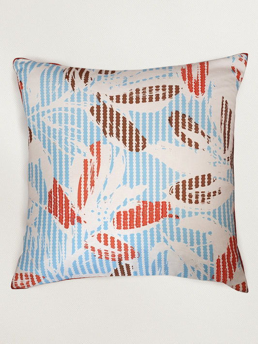 Floral Embroidered & Printed Reversible 16 x 16 inch | Spring Summer Cushion Cover