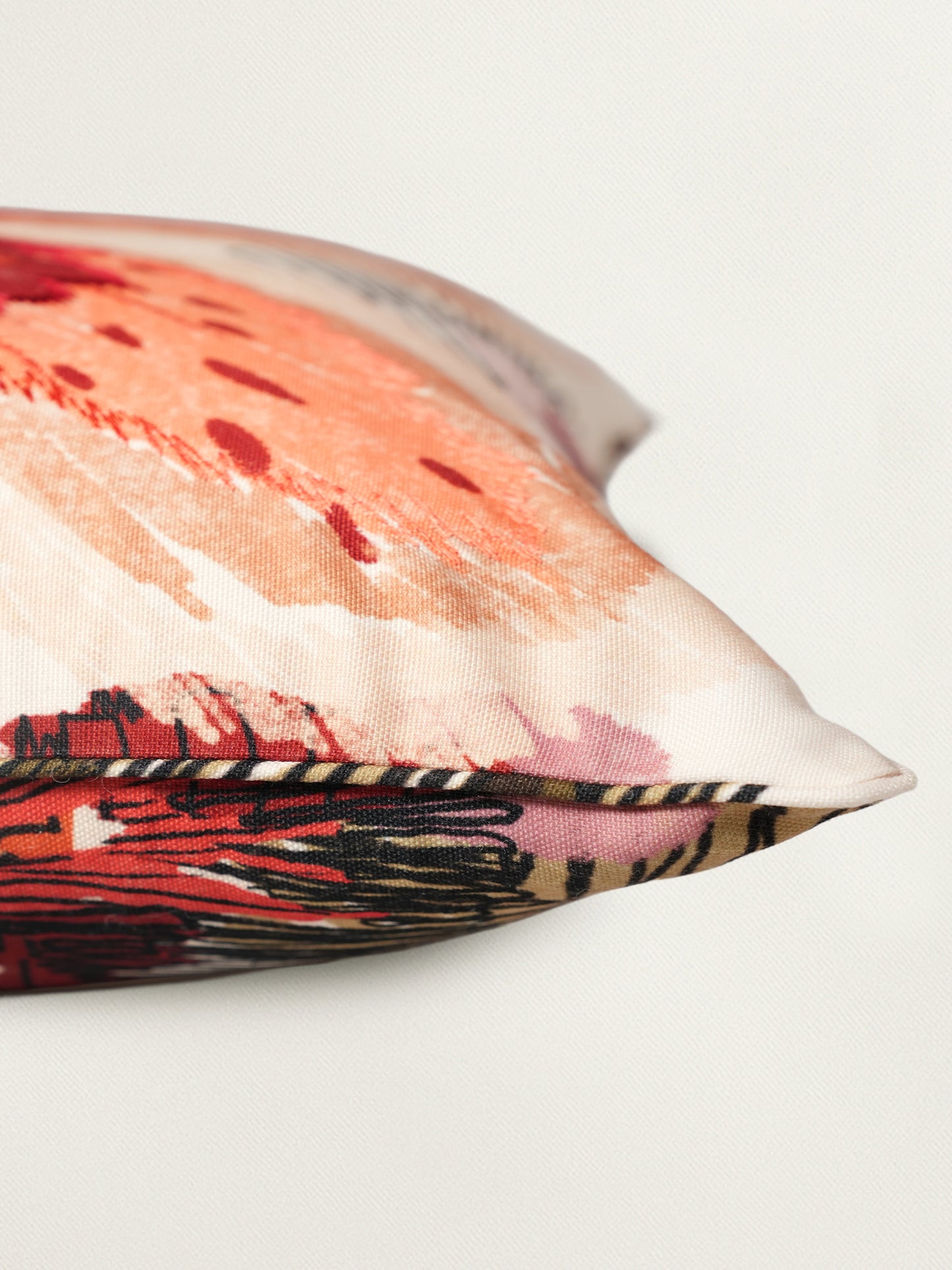 Floral Embroidered and Printed Reversible | 16 x 16 inch | Spring Summer Cushion Cover