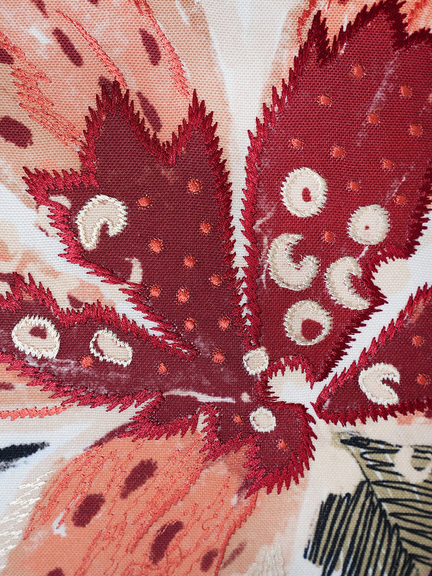 Floral Embroidered and Printed Reversible | 16 x 16 inch | Spring Summer Cushion Cover
