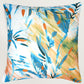 Blue Leaf Printed & Embroidered Reversible |16 x 16 inch| Spring Summer Cushion Cover