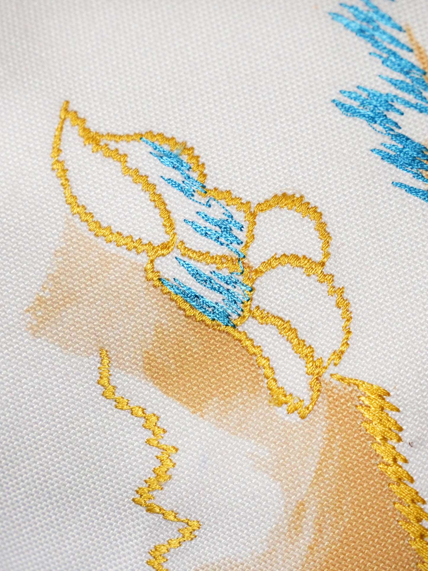 Blue Leaf Printed & Embroidered Reversible |16 x 16 inch| Spring Summer Cushion Cover
