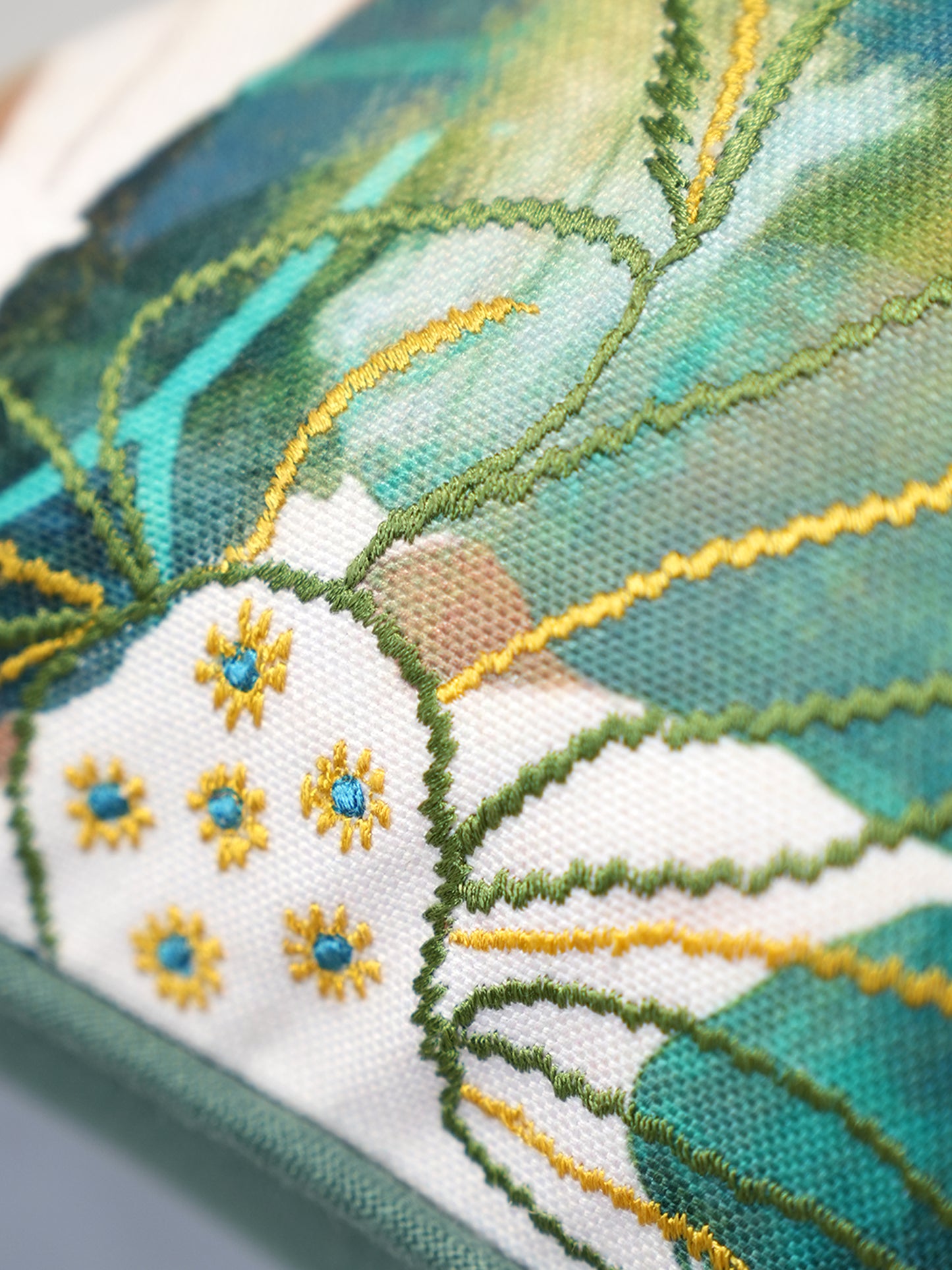 Floral Printed & Embroidered Reversible |16 x 16| Spring Summer Cushion Cover