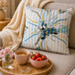 Blue & Beige Floral Printed Reversible | 16 x 16 inch| Spring Summer Cushion Cover
