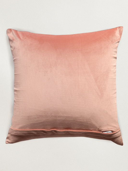 Pink Hand Embroidered 16 x 16 inch | Velvet Cushion Cover