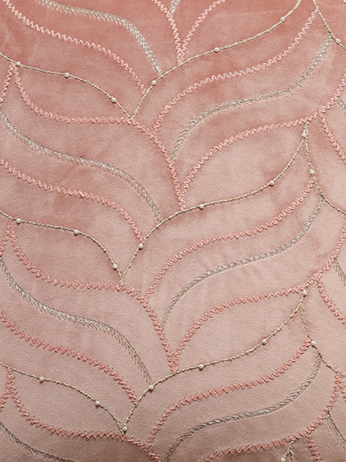 Pink Hand Embroidered 16 x 16 inch | Velvet Cushion Cover