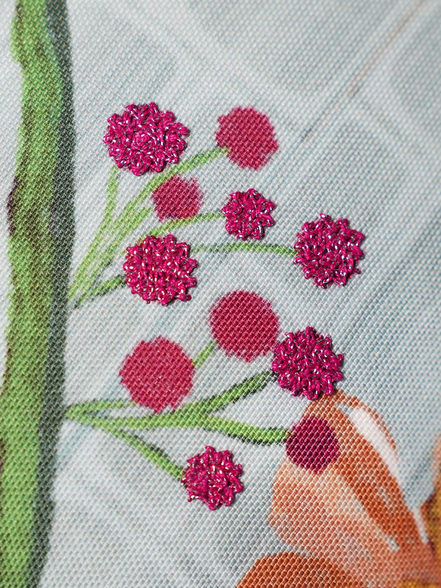 Floral Hand Embroidered Reversible | 16 x 16 inch | Spring Summer Cushion Cover