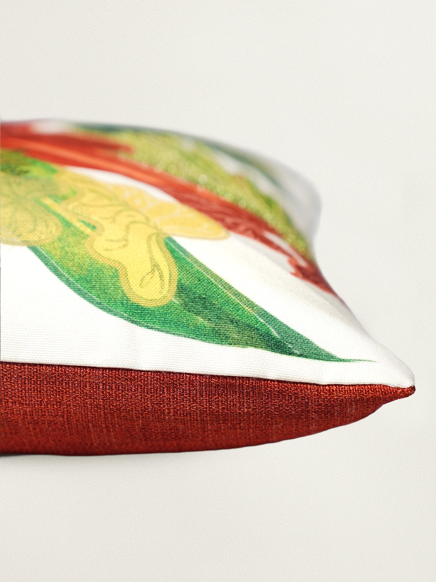 Leaf Embroidered Taka Reversible| 16 x 16 inch | Spring Summer Cushion Cover