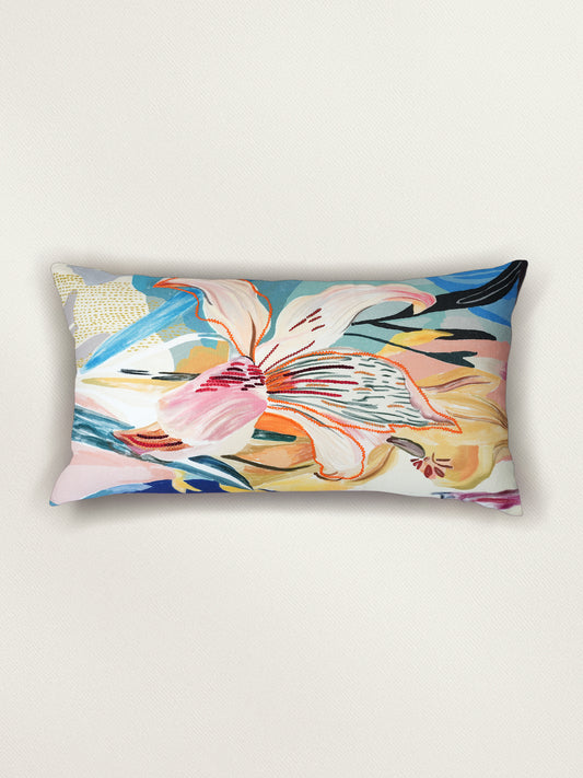 Floral Embroidered  Reversible | 12 x 22 inch | Spring Summer Cushion Cover