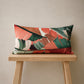 Leaf Printed Red & Green | 12 x 22 inch | Spring Summer Cushion Cover