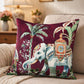 Motif Embroidered & Printed 16 x 16 inch | Velvet Cushion Cover