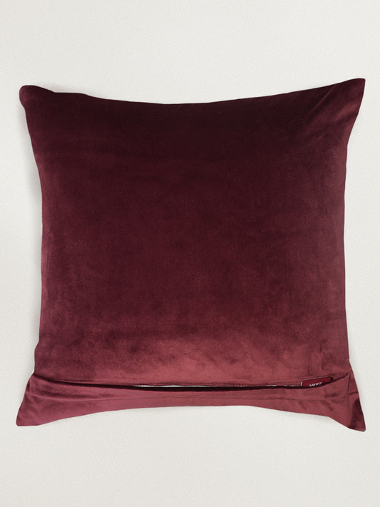 Motif Embroidered & Printed 16 x 16 inch | Velvet Cushion Cover