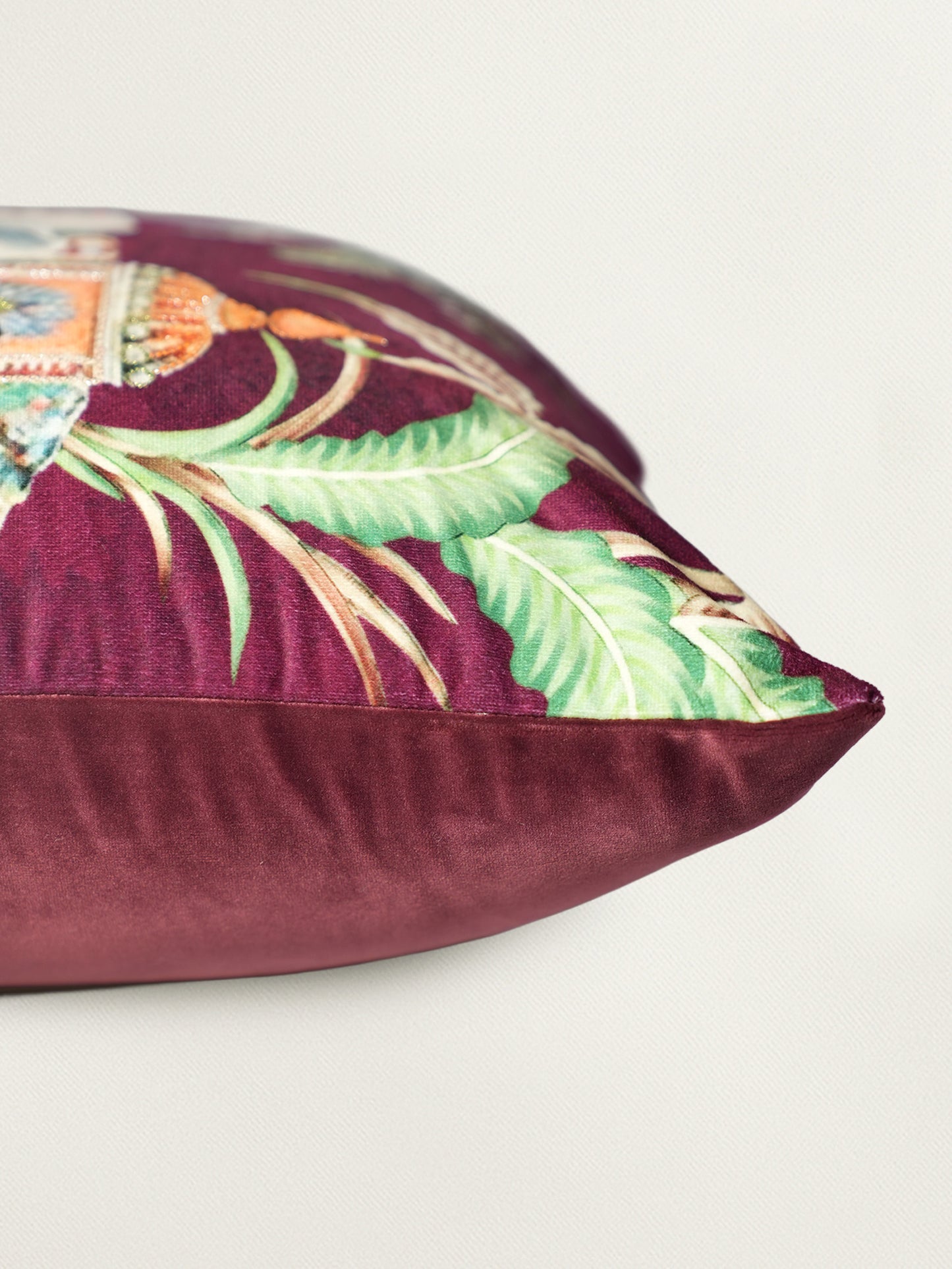 Motif Embroidered & Printed 16 x 16 inch | Velvet Cushion Cover
