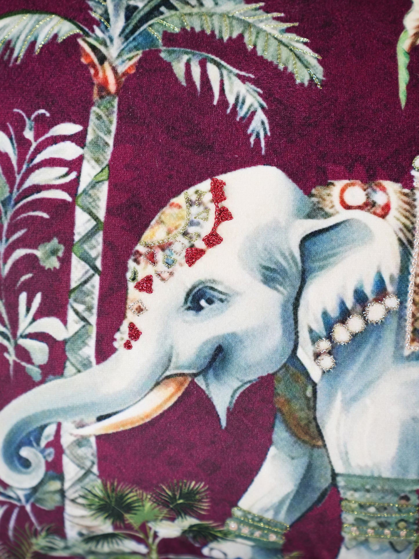 Motif Embroidered & Printed 16 x 16 inch | Velvet Cushion Cover