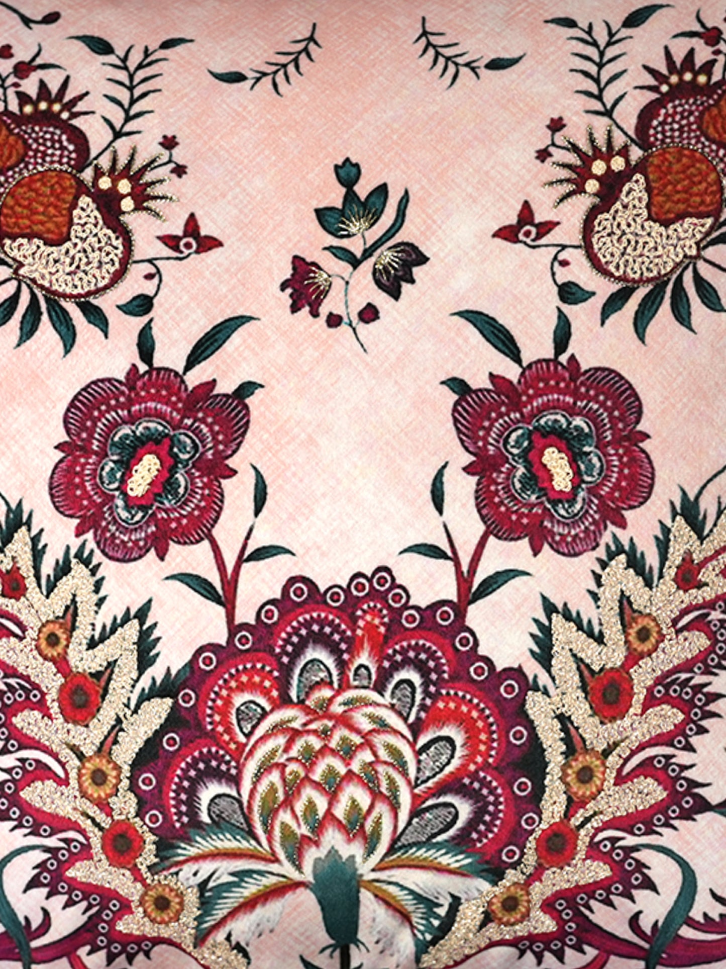 Floral Embroidered & Printed 18 x 18 inch | Velvet Cushion Cover