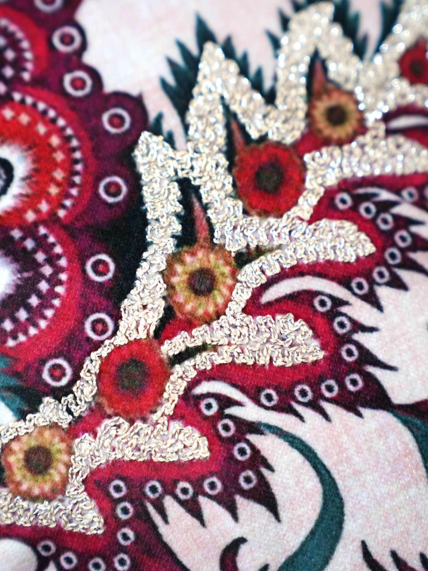 Floral Embroidered & Printed 18 x 18 inch | Velvet Cushion Cover