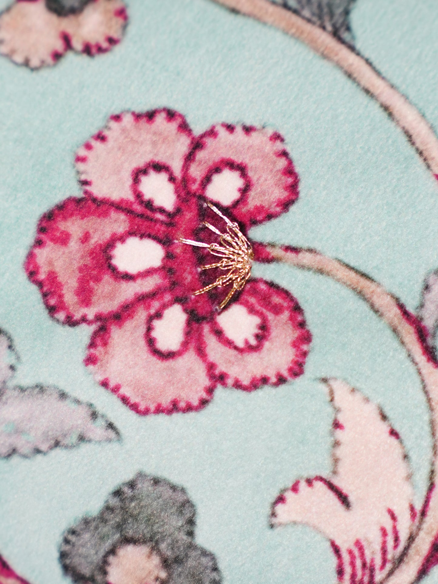 Floral Hand Embroidered & Printed | 16 x 16 inch Velvet Cushion Cover