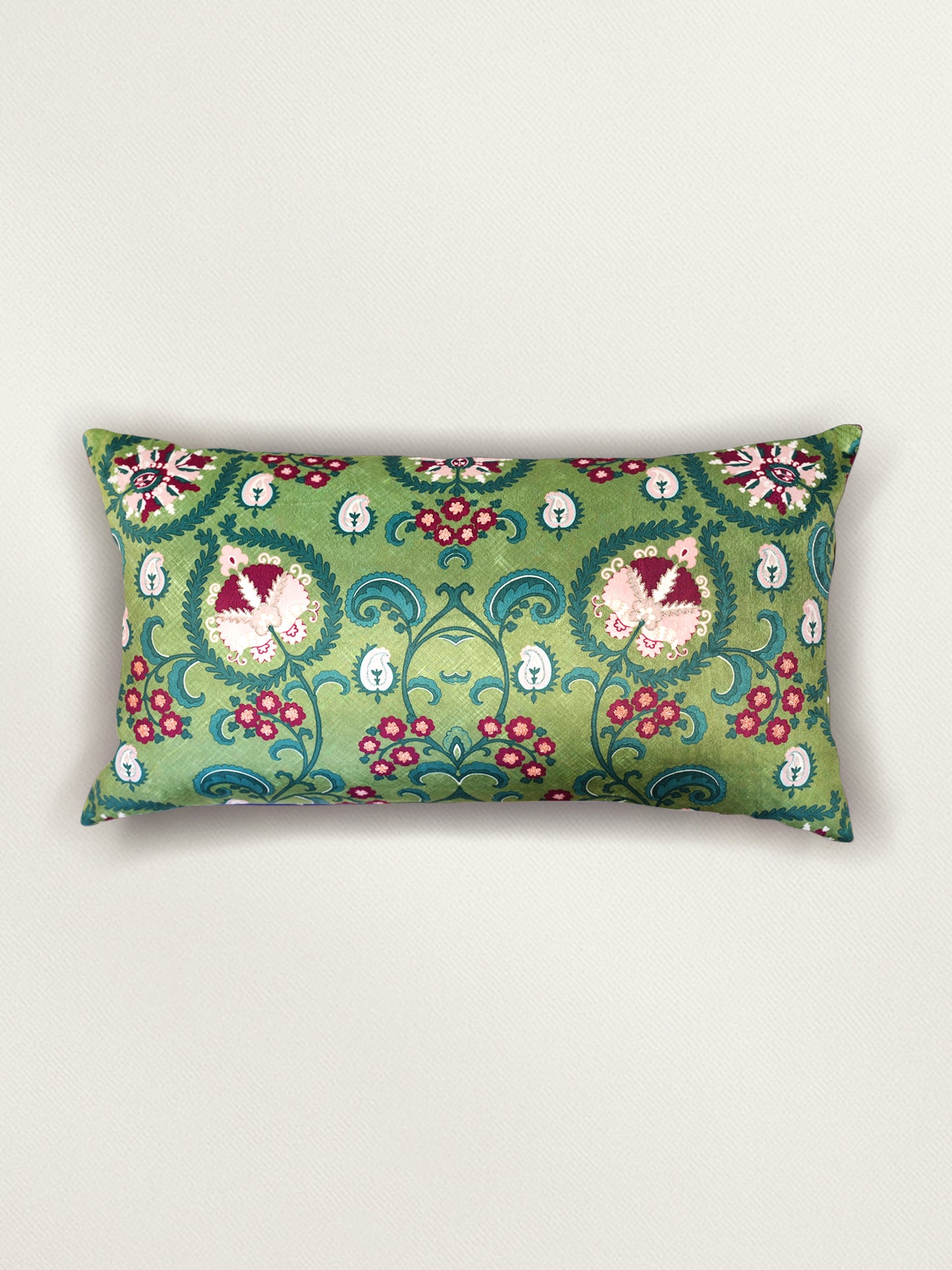 Paisley Embroidered & Printed | 12 x 22 inch Velvet Cushion Cover