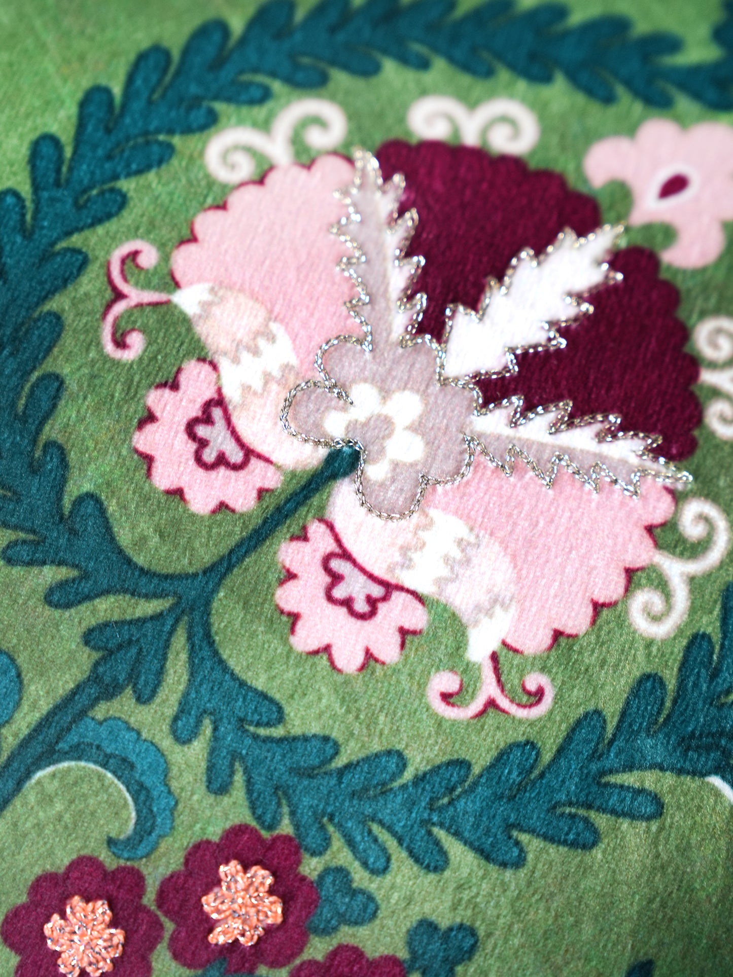 Paisley Embroidered & Printed | 12 x 22 inch Velvet Cushion Cover