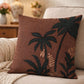 Brown Palm Tree Embroidered | 16 x 16 inch Polycotton Cushion Cover