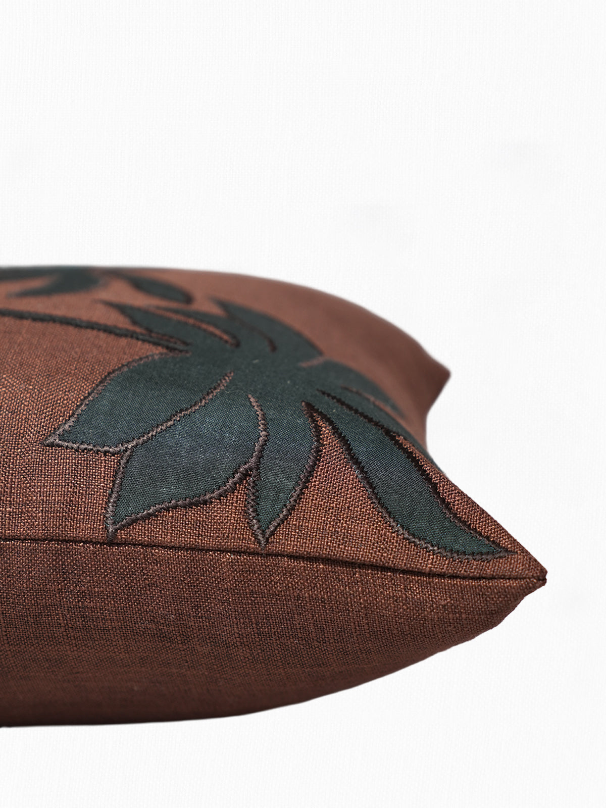 Brown Palm Tree Embroidered | 16 x 16 inch Polycotton Cushion Cover