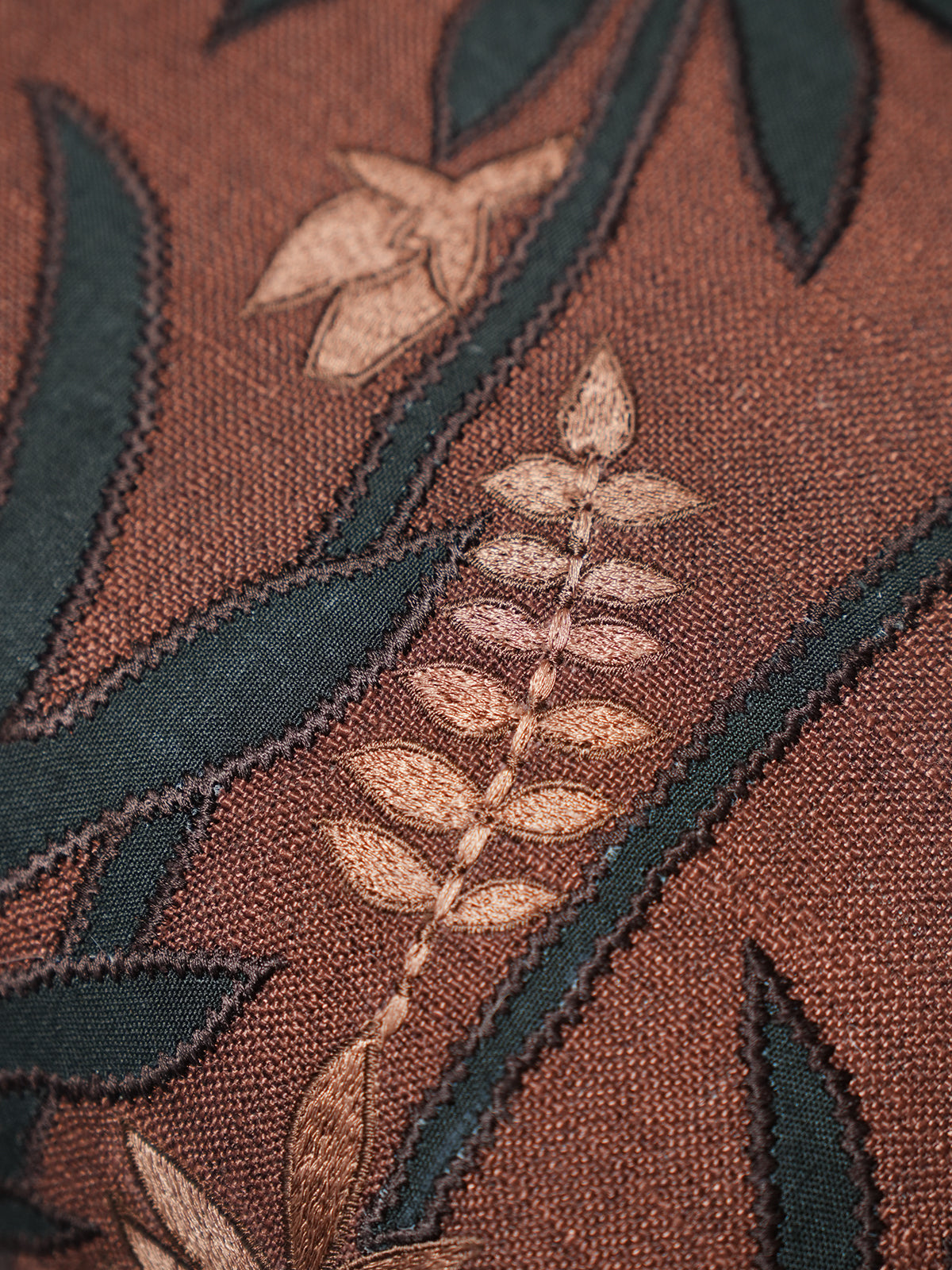 Brown Palm Tree Embroidered | 16 x 16 inch Polycotton Cushion Cover