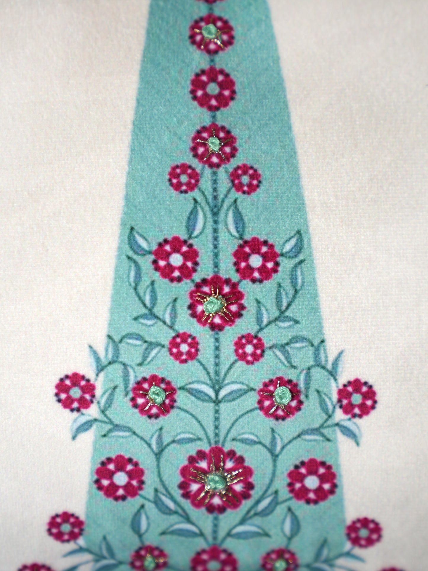 Floral Embroidered & Printed | 12 x 22 Velvet Cushion Cover