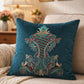 Hand Embroidered Velvet 18 x 18 inch | Peacock Green Cushion Cover