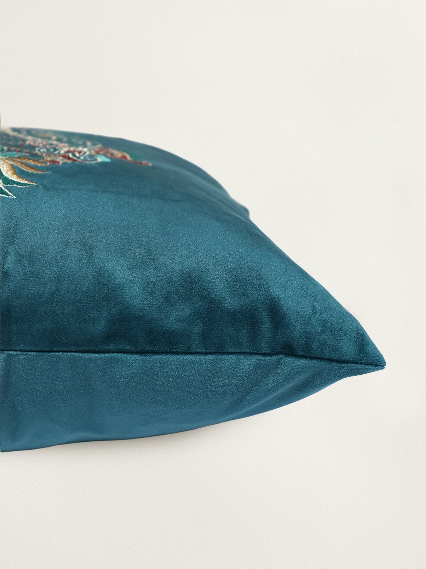 Hand Embroidered Velvet 18 x 18 inch | Peacock Green Cushion Cover