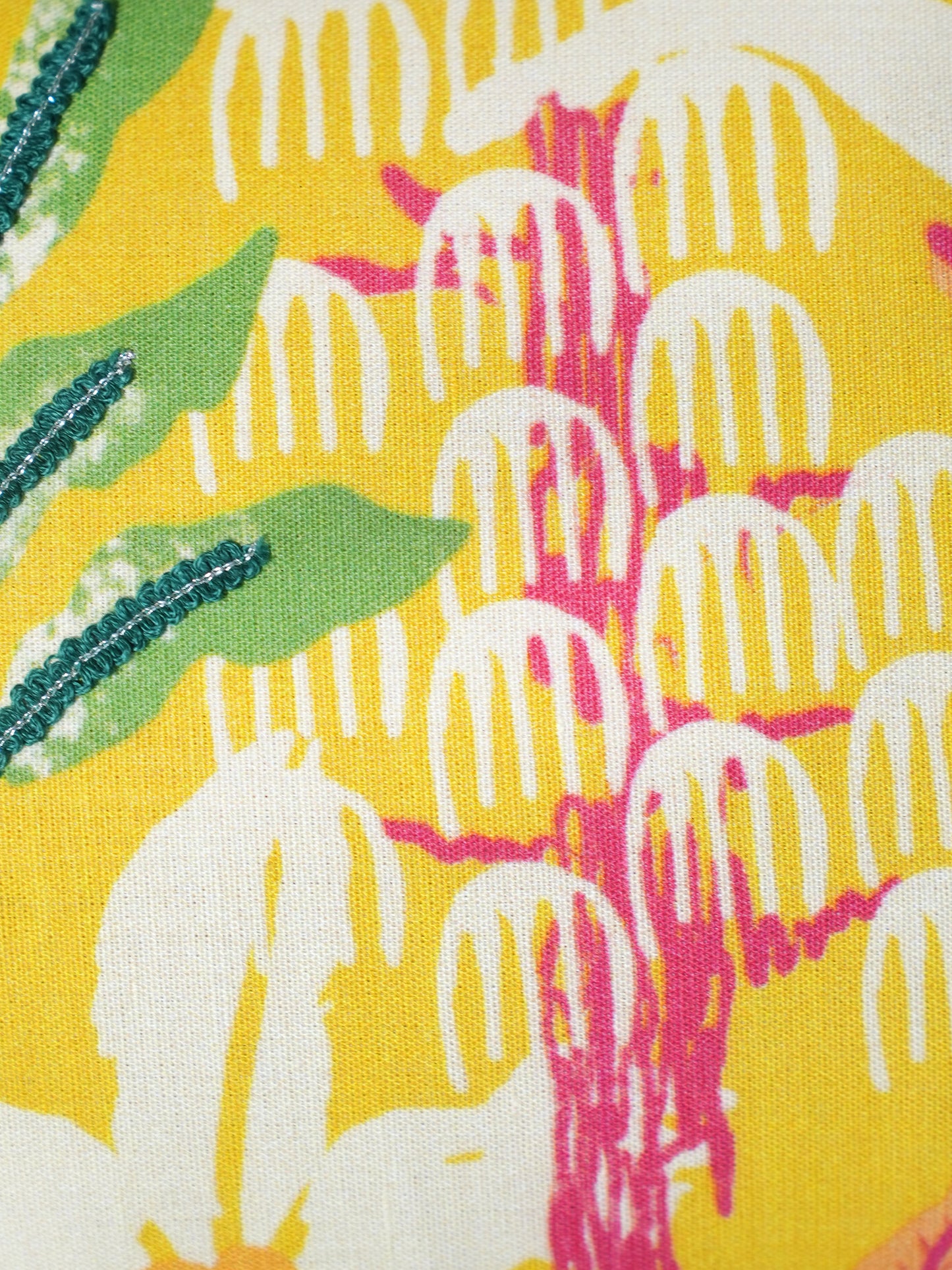 Abstract Floral Embroidered & Printed 12 x 22 inch | Linen Cushion Cover